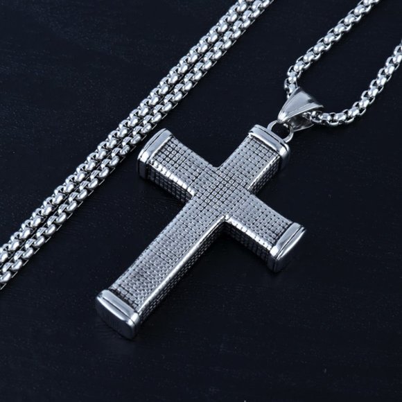 Stainless Steel Christian Cross Necklace for Men, BL55590009 - Picture 2 of 6